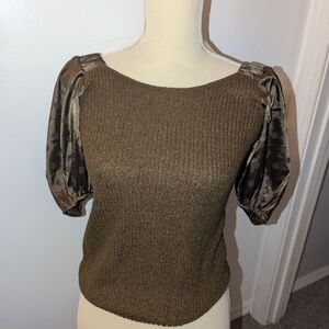 Metallic Puff Sleeve Top